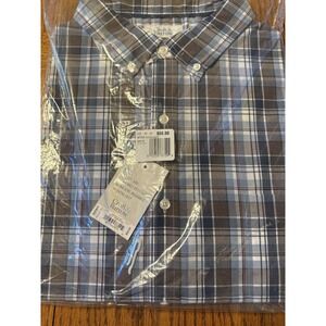 Croft & Barrow Shirt Mens 4XL Tall Blue Plaid Button Up NWT Still Sealed‎